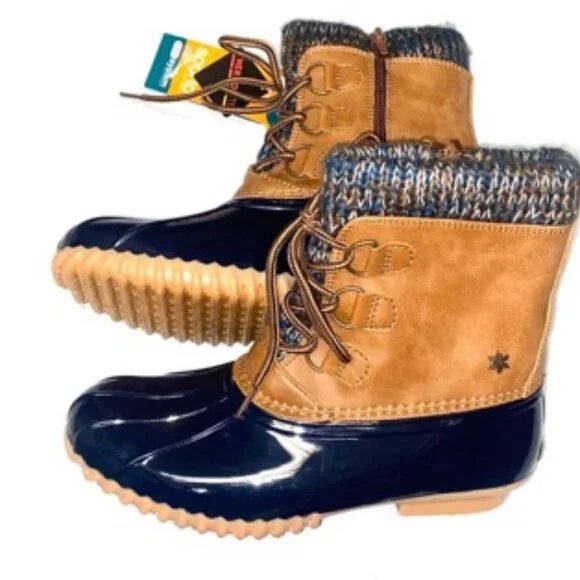 Sporto Lilia Women's Duck Winter Waterproof Boot Tan/Navy Size 6 - Picture 3 of 7